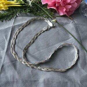 Elegant sterling Silver 925 Italian Braided Necklace 17 1/2 inches